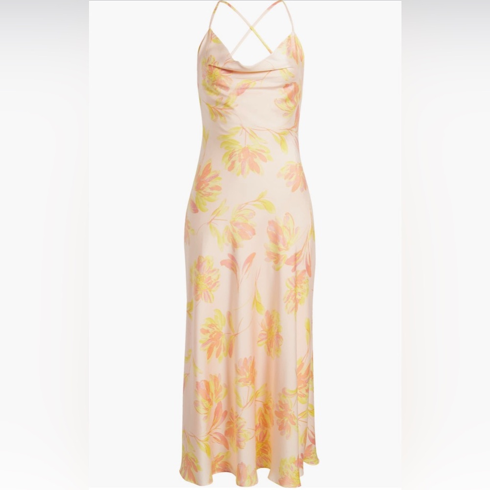 New! WAYF Nordstrom Lolita Cowl Neck Satin Gown Size Women’s medium - Picture 3 of 13